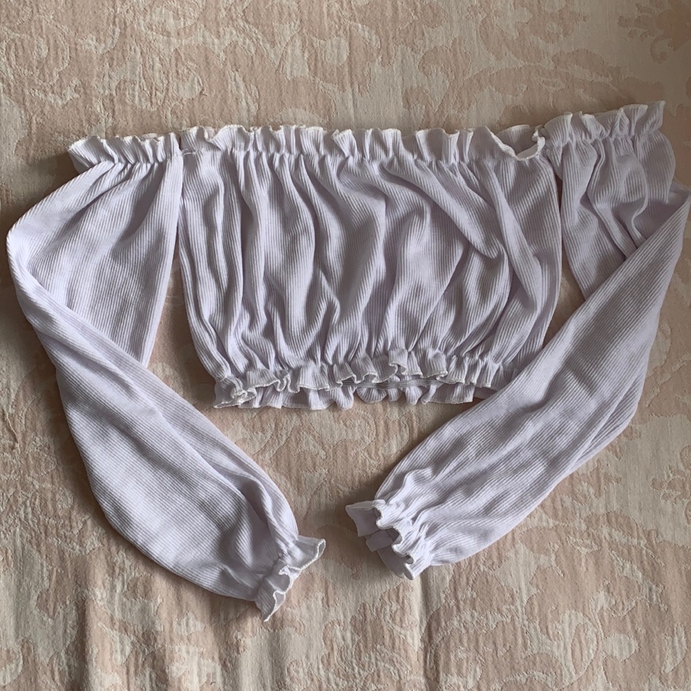 Never worn off the shoulder cropped shirt